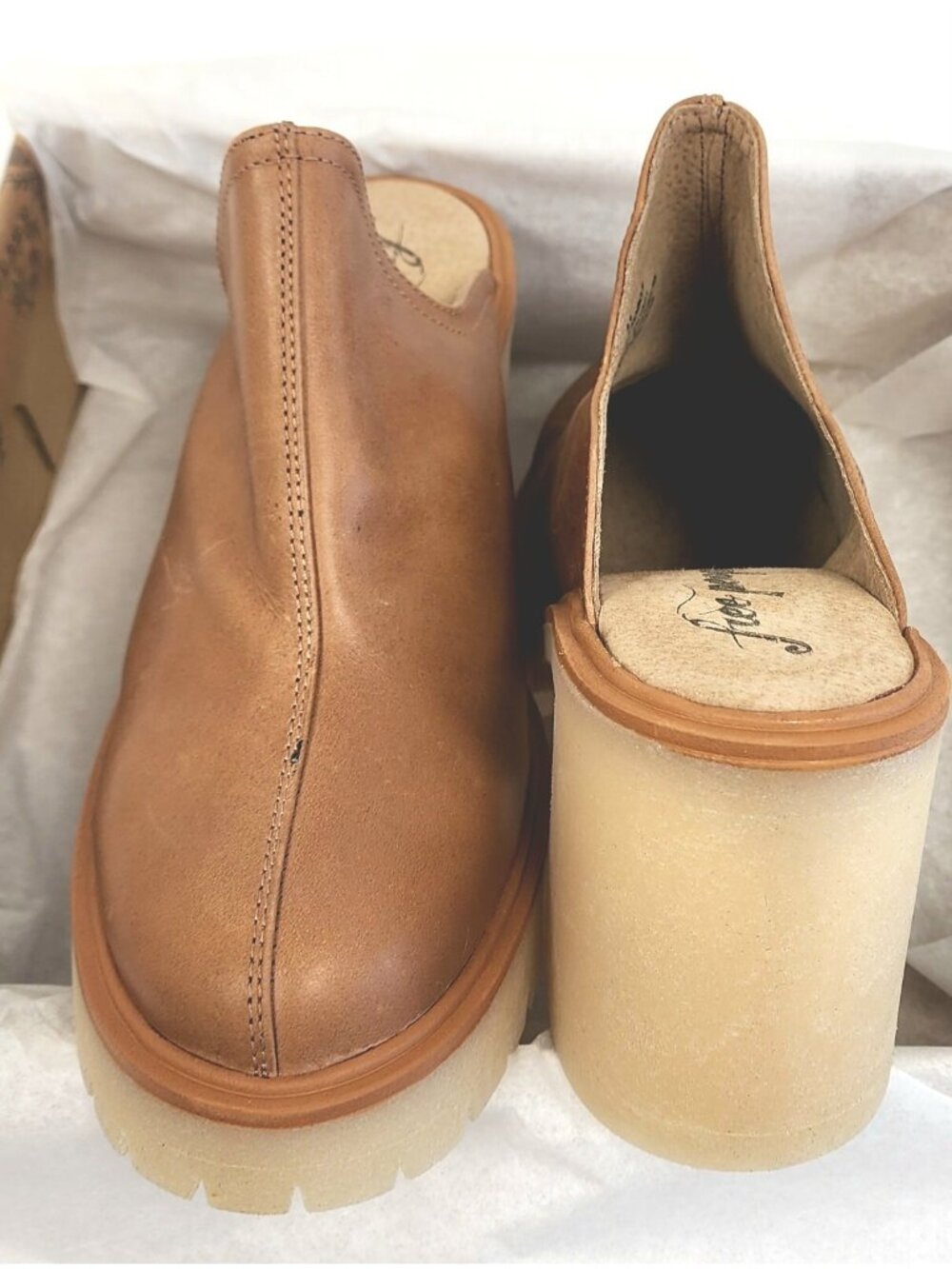 Free People James Cozy Mule Womens Leather Clog Shoes Sandal Tan Size 41 / US 11 - Picture 3 of 5